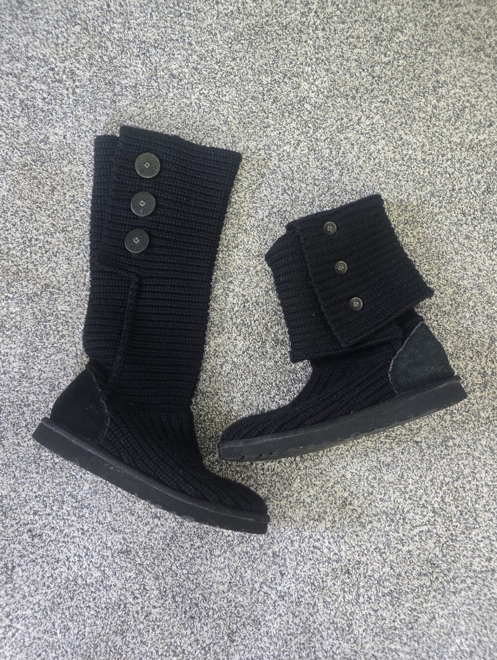 Ugg Classic Cardigan Fold Over Winter Boots Black